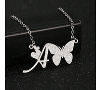 1 pezzo Collana con ciondolo a farfalla argento opaco, collana elegante e delicata con lettera per ragazze, regalo di compleanno, adatta per uso quotidiano A,B,C,D,E,F,G,H,I,J,K,L,M,N,O,P,Q,R,S,T,U,V,