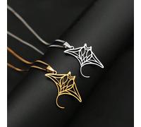1 pezzo Collana con ciondolo a forma di balena e razza, placcata in oro 18K, stile oceano e spiaggia, catena a clavicola a forma di coda di pesce Tagli UnicaAcciaio inossidabile