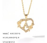 1 pezzo Collana con ciondolo a forma di cuore e fiore, collana personalizzata con ciondolo a forma di cuore e fiore con 26 lettere, adatta come regalo di compleanno per ragazze B,C,D,E,F,G,H,I,J,K,L,M