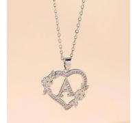 1 pezzo Collana con ciondolo a forma di cuore e lettere floreali personalizzata, collana con ciondolo a forma di cuore e 26 lettere floreali adatta per compleanni di ragazze A,C,B,E,D,G,F,I,H,K,J,M,L,