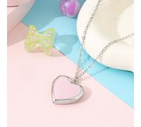 1 pezzo Collana con ciondolo a forma di cuore raffinata e carina per ragazze, collana con medaglione apribile per foto, adatta per l'uso quotidiano delle ragazze, ritorno a scuola, regalo commemorativ