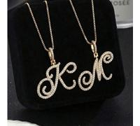 1 pezzo Collana con ciondolo a forma di lettera da A a Z placcata in oro 18K, con strass scintillanti, gioiello personalizzato come regalo per le donne L,M,S,H,A,T,O,X,B,C,D,E,F,G,I,J,K,N,P,Q,R,U,V,W,