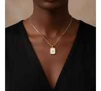 1 pezzo Collana con ciondolo a forma di lettera in conchiglia bianca con catena in acciaio inossidabile, gioiello di moda per donna L,M,S,H,A,T,O,X,B,C,D,E,F,G,I,J,K,N,P,Q,R,U,V,W,Y,ZAcciaio inossidab