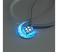 1 pezzo collana con ciondolo a forma di luna e cuore che brilla al buio, gioiello luminoso e unico come choker per le donne (necessita di essere caricato prima di risplendere, non brillerà senza esser
