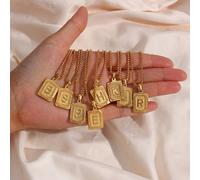 1 pezzo Collana con ciondolo a lettera in acciaio inossidabile, gioiello versatile a più strati con lettera personalizzata, collana con nome per donna L,M,S,H,A,T,O,X,B,C,D,E,F,G,I,J,K,N,P,Q,R,U,V,W,Y