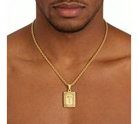1 pezzo Collana con ciondolo a lettera quadrata in acciaio inossidabile, collana con lettera personalizzata, gioielleria hip hop per uomo L,M,S,H,A,T,O,X,B,C,D,E,F,G,I,J,K,N,P,Q,R,U,V,W,Y,ZAcciaio ino