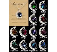 1 pezzo Collana con ciondolo a tema costellazioni dei 12 segni zodiacali luminosa, ciondolo con luna vintage, regalo per feste o compleanni Ariete,Toro,Gemelli,Cancro,Leone,Vergine,Bilancia,Scorpione,