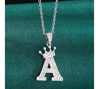 1 pezzo Collana con ciondolo classico e popolare a forma di corona, gioiello di moda streetwear per uomo, donna, giovane, uso quotidiano, regalo di compleanno A,B,C,D,E,F,G,H,I,J,K,L,M,N,O,P,Q,R,S,T,U