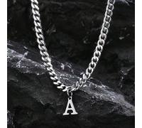 1 pezzo Collana con ciondolo con iniziale in acciaio inossidabile classica e alla moda per uomo L,M,S,H,A,T,O,X,B,C,D,E,F,G,I,J,K,N,P,Q,R,U,V,W,Y,ZAcciaio inossidabile