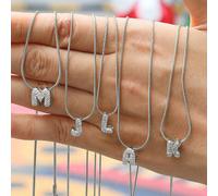 1 pezzo Collana con ciondolo in acciaio inossidabile a forma di lettera dell'alfabeto inglese, adatta per ragazze, bambini, famiglia, amici, regalo di compleanno, uso quotidiano ATTENZIONE: PERICOLO D