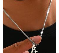 1 pezzo Collana con ciondolo in acciaio inossidabile semplice e alla moda con 26 lettere, stile urban, come regalo con iniziale del nome per il fidanzato L,M,S,H,A,T,O,X,B,C,D,E,F,G,I,J,K,N,P,Q,R,U,V,