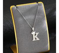 1 pezzo Collana con ciondolo in rame opaco a forma di corona, accessorio di gioielleria per bambini, adatto per feste, festival, regali per famiglia e amici A,B,C,D,E,F,G,H,I,J,K,L,M,N,O,P,Q,R,S,T,U,V