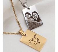 1 pezzo Collana con ciondolo personalizzato, personalizzabile in base alle immagini e al testo caricati, opzione di personalizzazione su entrambi i lati, ciondolo intagliato in oro 18 carati, gioiello