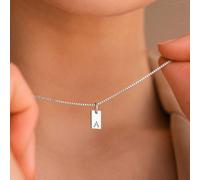 1 pezzo Collana con ciondolo rettangolare in acciaio inossidabile con 26 lettere, regalo per donna L,M,S,H,A,T,O,X,B,C,D,E,F,G,I,J,K,N,P,Q,R,U,V,W,Y,ZRame