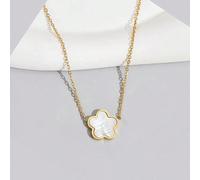 1 pezzo Collana con ciondolo semplice in acciaio inossidabile a forma di fiore e quadrifoglio a cinque foglie, adatto per le donne in ogni occasione, San Valentino, Mamma, Madre, Festa della Mamma, Re