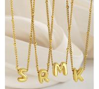 1 pezzo Collana con lettera 3D in rilievo e effetto bolla, collana chunky con iniziale ABC, adatta per hip hop, discoteche, festival d'arte, stile urbano. Crea un'atmosfera retrò Y2K e valorizza il lo