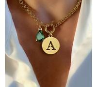 1 pezzo Collana con lettera dorata, abbinata a un lucchetto ad ala dorato e una catena in acciaio inossidabile, adatta per lavoro, vita quotidiana, feste, banchetti e decorazioni per feste da ballo. È