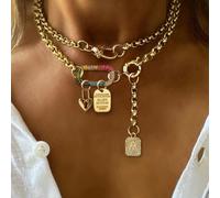 1 pezzo Collana con lettera ovale dorata A-Z con ciondolo a forma di lettera con lucchetto, stile di lusso unico, adatto per la decorazione quotidiana da lavoro delle donne L,M,S,H,A,T,O,X,B,C,D,E,F,G