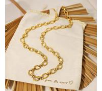 1 Pezzo Collana Con Link Circolari A Maglia Larga Dorata, Stile Semplice Europeo E Americano, Braccialetto Per Donne, Collana A Catena Singola Hip Hop In Acciaio Inossidabile Ideale Per Accessori Gioi