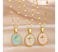 1 pezzo Collana con pendente a croce in acciaio inossidabile alla moda e versatile, adatta per le ragazze da indossare per strada, feste, vacanze e anche come accessorio decorativo per uso quotidiano 