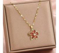1 pezzo Collana con pendente a fiore a cinque petali in acciaio inossidabile, adatta per ragazze, bambini, famiglia, amici, estate, fashion, festa in spiaggia, vacanze, accessorio regalo di compleanno
