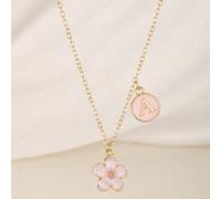 1 pezzo Collana con pendente a forma di fiore a cinque petali e lettera iniziale, regalo di gioielleria per bambine, famiglia, amici, per la decorazione quotidiana, adatto per Capodanno A,B,C,D,E,F,G,