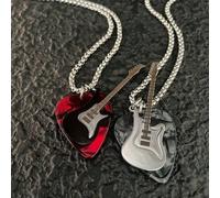 1 pezzo Collana con pendente a plettro in acciaio inossidabile stile punk rock, gioiello unico da coppia in stile hip-hop, accessorio da indossare in discoteca e nella vita quotidiana per uomini e don