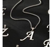 1 pezzo Collana con pendente in acciaio inossidabile con iniziale per ragazzi, 26 lettere, gioiello quotidiano per adolescenti A,C,B,E,D,G,F,I,H,K,J,M,L,O,N,Q,P,S,R,U,T,W,V,Y,X,ZAcciaio inossidabile