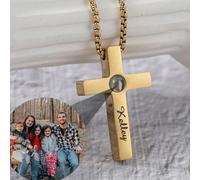 1 pezzo Collana con proiezione di croce personalizzata, è possibile personalizzare sia il nome che la foto contemporaneamente, collana con proiezione personalizzata per ragazzi e ragazze, collana con