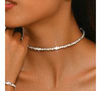 1 pezzo Collana con zirconia argento 925, catena per clavicola ipoallergena, elegante e lussuosa per donne, accessorio versatile, regalo per la Festa di San Valentino, la Giornata degli Altri, arriva 