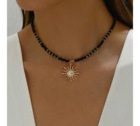 1 pezzo Collana creativa per le donne a forma di sole, luna e stelle con perline di riso a design unico Tagli UnicaLega di zinco