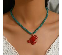 1 pezzo Collana da donna bohémien elegante e alla moda con creature marine per tutte le stagioni, collana con pendente a stella marina, aragosta e granchio in vari stili, collana con catena dorata e p