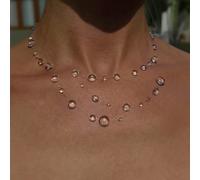 1 pezzo Collana da donna elegante e raffinata con goccia d'acqua finta trasparente a doppio strato (il filo da pesca è leggermente rigido, dovrebbe essere appesa verticalmente dopo la ricezione per li
