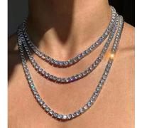 1 pezzo Collana e bracciale quadrati con strass super lucidi, stile punk gotico, accessorio di moda hip hop unisex adatto per feste e uso quotidiano Bracciale 20 cm/8 pollici,Collana 40 cm/16 pollici,