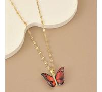 1 pezzo Collana in acciaio inossidabile con farfalla rossa alata alla moda, gioielleria dorata, collana dorata, regalo per la festa della mamma, gioielleria occidentale, regalo per la festa degli inse