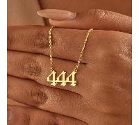 1 pezzo Collana in acciaio inossidabile con numero fortunato, 18K Collana con ciondolo a numero 111-999 in acciaio al titanio, gioielli semplici di stile europeo e americano per coppie di uomini e don