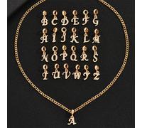 1 pezzo Collana in acciaio inossidabile con zirconia cubica in stile nobile e personalizzato con 26 lettere L,M,S,H,A,T,O,X,B,C,D,E,F,G,I,J,K,N,P,Q,R,U,V,W,Y,ZAcciaio inossidabile