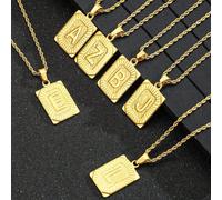 1 pezzo Collana in acciaio inossidabile dorato con lettera inglese alla moda, accessorio decorativo unisex per uso quotidiano A,B,C,D,E,F,G,H,I,J,K,L,M,N,O,P,Q,R,S,T,U,V,W,X,Y,ZAcciaio inossidabile