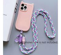 1 pezzo Collana lunga intrecciata colorata con ciondolo a forma di cuore, cinturino per telefono bicolore compatibile con Android e la maggior parte degli smartphone, regalo per madre, famiglia, amici