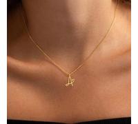 1 pezzo Collana mini con iniziale da A a Z per donna, in acciaio inossidabile placcato oro, con design inciso, elegante, adatta come regalo di compleanno, San Valentino o festa della mamma L,M,S,H,A,T