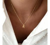1 pezzo Collana mini con iniziale da A a Z per donna, in acciaio inossidabile placcato oro, con design inciso, elegante, adatta come regalo di compleanno, San Valentino o festa della mamma L,M,S,H,A,T