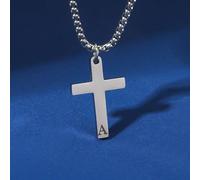 1 pezzo Collana minimalista con ciondolo in acciaio inossidabile a forma di croce e lettera 26 per uomo L,M,S,H,A,T,O,X,B,C,D,E,F,G,I,J,K,N,P,Q,R,U,V,W,Y,ZAcciaio inossidabile