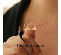1 pezzo Collana minimalista personalizzata con nome arabo, progettata per le donne. Semplice ed elegante, in acciaio inossidabile, con nome personalizzabile, regalo ideale per il Ramadan, San Valentin