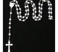 1 pezzo Collana pendente a croce in legno vintage semplice con ritratto della Vergine Maria con perle, alla moda e versatile, adatto per il regalo del giorno della madre Tagli UnicaLega di zinco