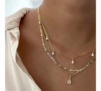 1 pezzo Collana pendente elegante e semplice con perle false a più strati, adatta per uso quotidiano da donna Tagli UnicaLega di zinco