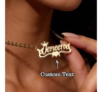 1 pezzo Collana personalizzata a doppio strato con nome, ciondolo personalizzato con corona + stile farfalla con catena cubana in acciaio inossidabile, stile minimalista vintage alla moda, gioielli pe