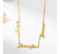 1 pezzo Collana personalizzata in acciaio inossidabile placcata oro 18 carati con testo a più nomi, regalo per coppie, amici, famiglia - colore oro, argento elegante, autunno, casual, vintage, stile o