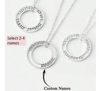 1 pezzo Collana personalizzata per donne e uomini Mamma personalizzata con nomi dei figli 2-4 nomi, gioielli in acciaio inossidabile di moda, ciondolo tondo con incisione di nomi vuoti, targhette pers