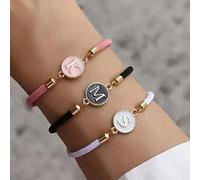 1 pezzo Collana regolabile handmade classica a corda con 26 lettere, regalo significativo per compleanno, festa della mamma L,M,S,H,A,T,O,X,B,C,D,E,F,G,I,J,K,N,P,Q,R,U,V,W,Y,ZLega di zinco