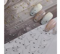 1 pezzo Collana sognante con decorazione a stella, luna e amore, arco curvo, dorata 5D, adesivi per unghie, decorazioni adesive per unghie, decorazioni adesive per unghie fai-da-te Galassia,Geometrico